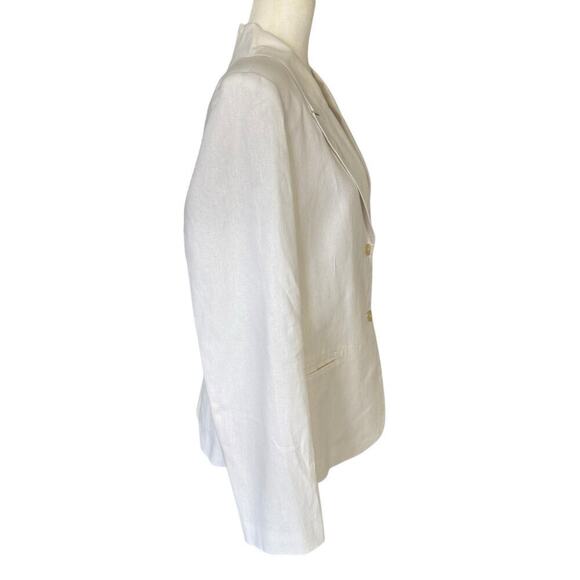 Vtg J Hook Blazer Women's Linen Blend Ivory 14 Coastal Preppy Quiet Luxury Prep - Picture 4 of 11